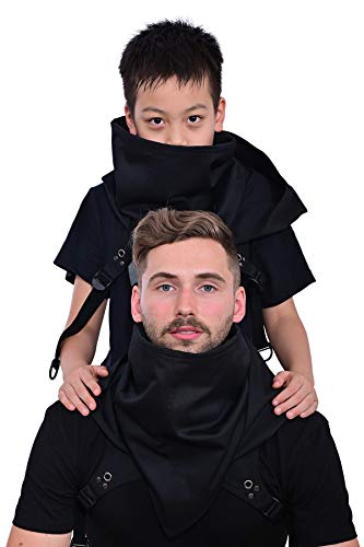 Hibiretro Cyberpunk Rogue Cowl Hood Scarf, Winter Unisex Neck Warmer Costume Hooded Cape Hat For Halloween Cosplay And Outdoor Daily Wear (Black) #TOP6