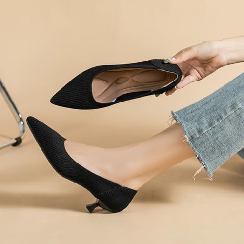 Women's Pumps Kitten Heels Pointed Toe Knit Comfortable Casual Work Office Wedding Dressy3