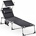 Produktbild Casaria® Sonnenliege Malta klappbar 180kg belastbar Wetterfest mit Dach Gartenliege leicht Aluminium Sonnenliege Liegestuhl 210x61 Grau