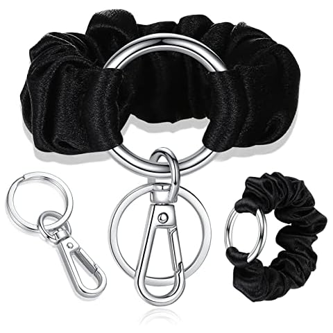 SAM & LORI Key Bracelets for Women Wristlet Keychain for Women Birthday Gift Mom Mother Scrunchie Wrist Key Holder Stretchy Black Car Keys Ring Wristband Stocking Stuffers Christmas Day Valentines Cover