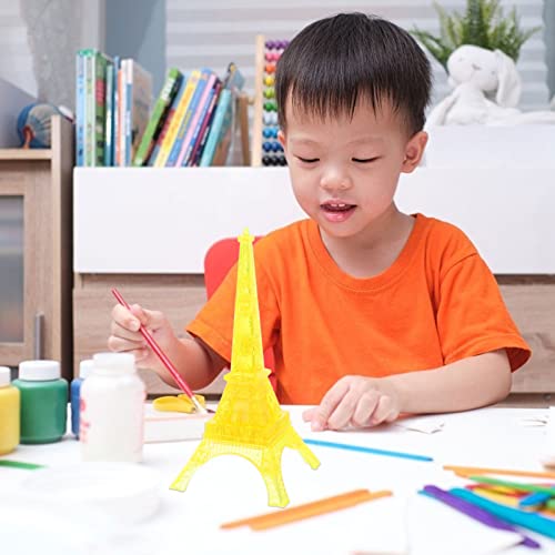 Toyvian 1 Set 3D Transparent Eiffel Tower Crystal Jigsaw Puzzle Toy Jigsaw Pieces Building Blocks Brain Teaser Educational Toy For Children Kids Early Learning Toy Yellow #TOP4