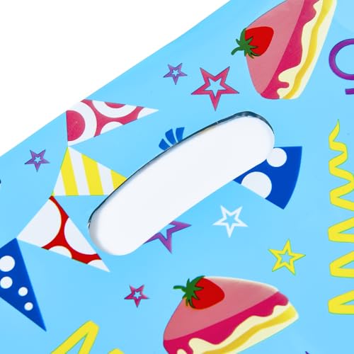 SUNCOLOR Birthday Party Favor Bags, 32 Pack Goodie Bags with Handles, 9.8 x6.7 inches, Pink Blue Yellow White Gift Bags for Kids Parties, Celebrations - Thumbnail 5