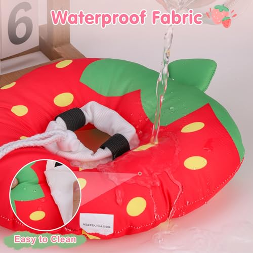 Image of BEAUTYZOO Cat Cone Collars Soft, Cat Recovery E Collars After Surgery to Stop Licking, Adjustable Elizabeth Circle Collar Cute Pet Donut Pillow for Cats Kitten Small Dogs,Strawberry S
