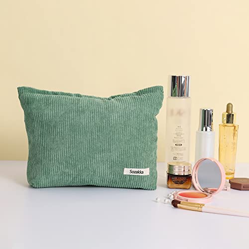 Lydztion Velvet Makeup Bag Cosmetic Bag For Women,Large Capacity Canvas Makeup Bags Travel Toiletry Bag Accessories Organizer,Green #TOP4