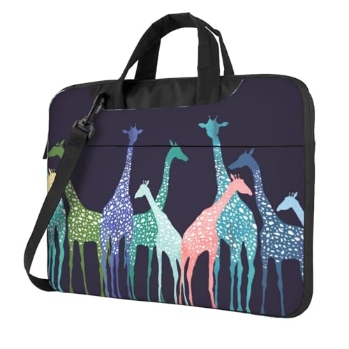 Sac pour ordinateur portable girafe colorée avec bandoulière confort