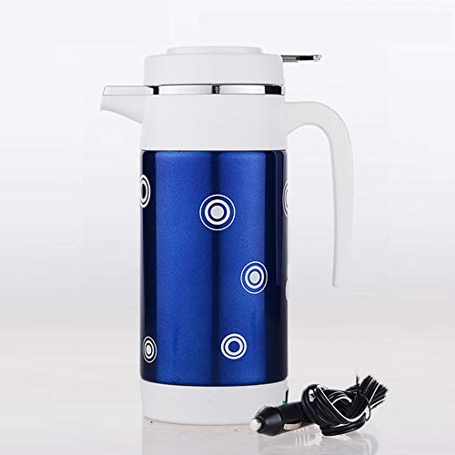 T-XYD Coche Hervidor eléctrico, eléctrico termos 1L / 1.2L Grande de vacío Capacidad de Acero Inoxidable 12V 24V Universal 3 Colores,Azul,1L