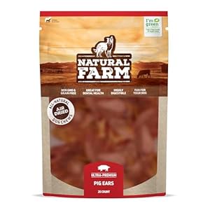 Natural farm pig ears for dogs 25 pack all natural whole dog treats thick pigs ears single ingredient highly digestible jumbo ears better than rawhide dog snacks for puppy and largemedium dogs  urban country home decor