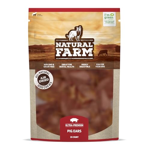 Natural Farm Pig Ears for Dogs 25 Pack All Natural Whole Dog Treats Thick Pigs Ears Single Ingredient Highly Digestible Jumbo Ears Better Than Rawhide Dog Snacks for Puppy and LargeMedium Dogs