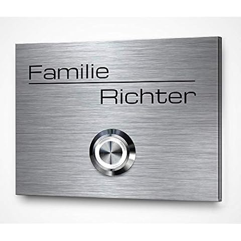 CHRISCK design - Gravierte Edelstahl Haustürklingel/Klingel mit Gravur | Klingelschilder in unterschiedlichen Größen ab 9x7 cm | Premium LED-Klingelknopf und unzählige Motive Cover