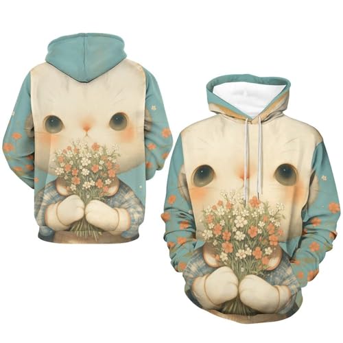 Sweat à capuche chat blanc le confort thermique pour affronter le froid S