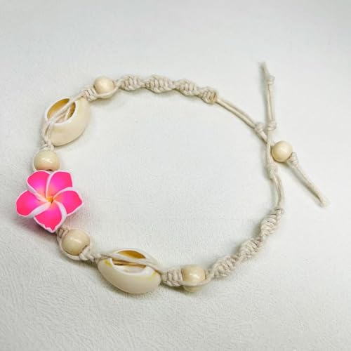 Image of Shell Anklets for Women Shell Beach Jewelry Accessories White Pink Black Flower Ankle Bracelet Summer Vacation Dress Outfits