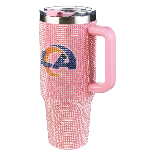 Image of The Memory Company Officially Licensed 40oz Pink Bling Game Day Tumbler, Los Angeles Rams