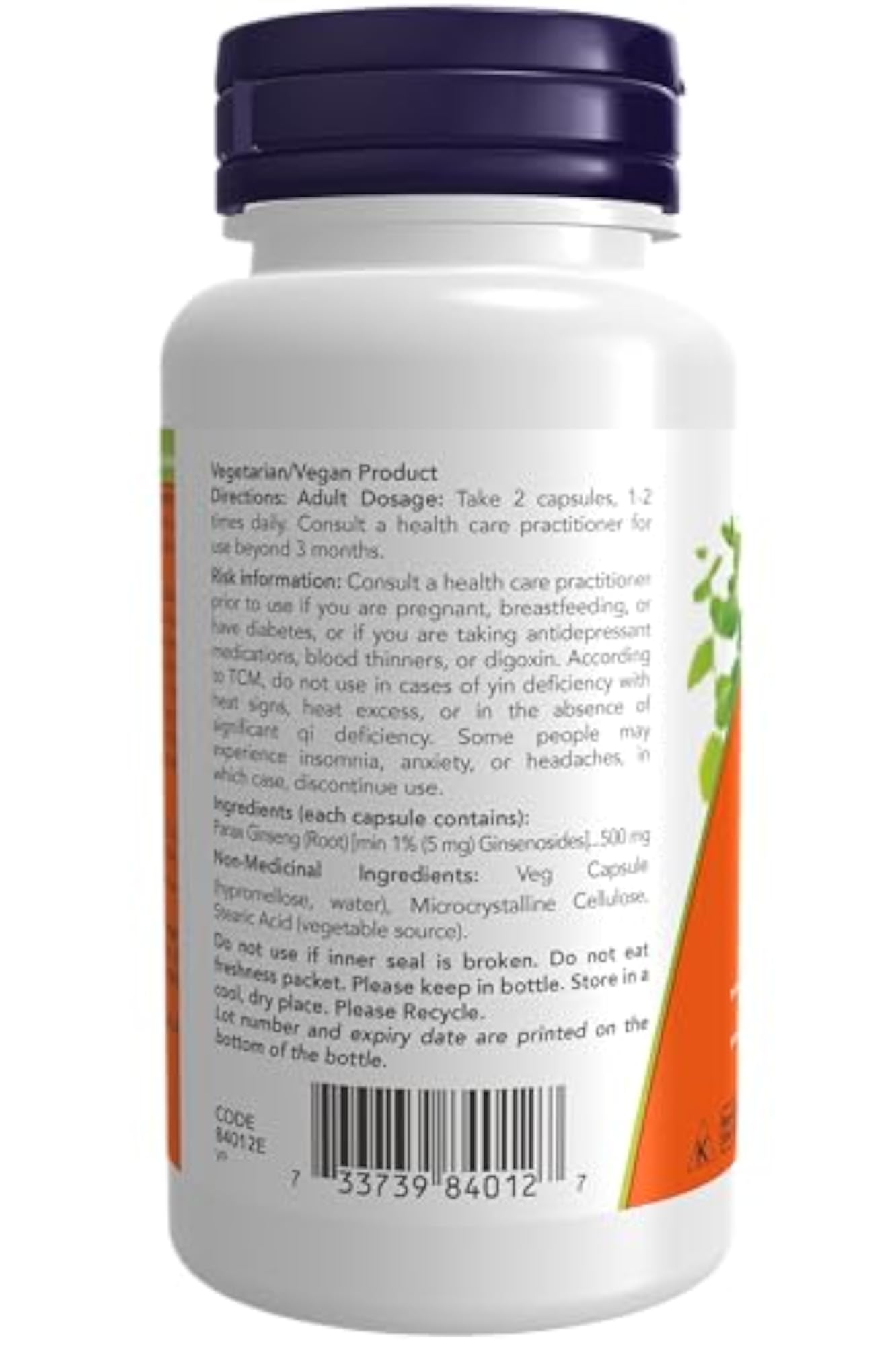 Now Foods Panax Ginseng Ext 500Mg 100Cap