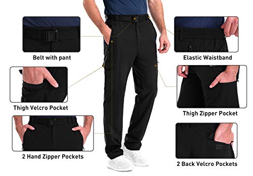 clothin Men's Elastic-Waist Travel Pant Stretchy Lightweight Pant Multi-Pockets Quick Dry Breathable4