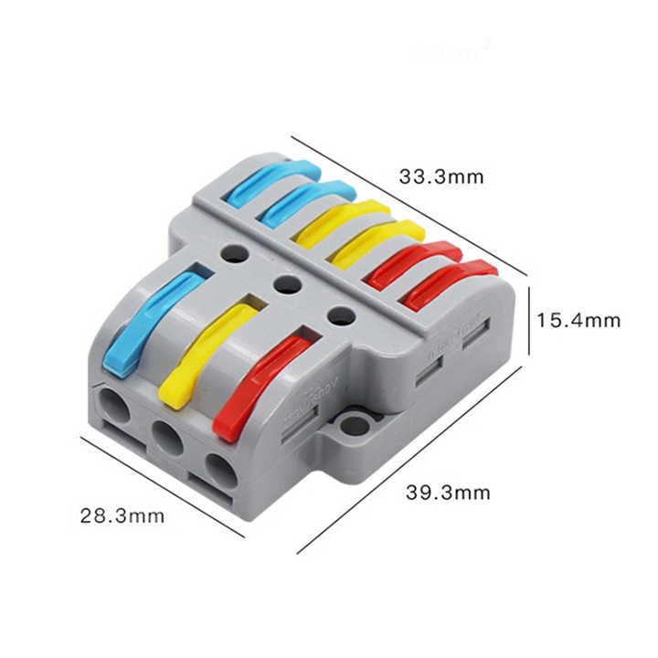 Image of ZIVIK 3 in 6 Out Electrical Wire Connector,10 Pcs Splicing Wire Terminal Block, Three Head 6 Way 250V Nylon Copper Block Terminal Wire Jointer Cable Conductor Clamp, Push-in Connectors