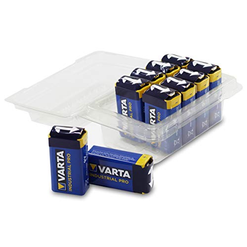 10 Stück Varta Industrial Batterie 9V Block Alkaline Batterien 6LR61 in Wiederverschließbarer Box von Weiss - More Power +