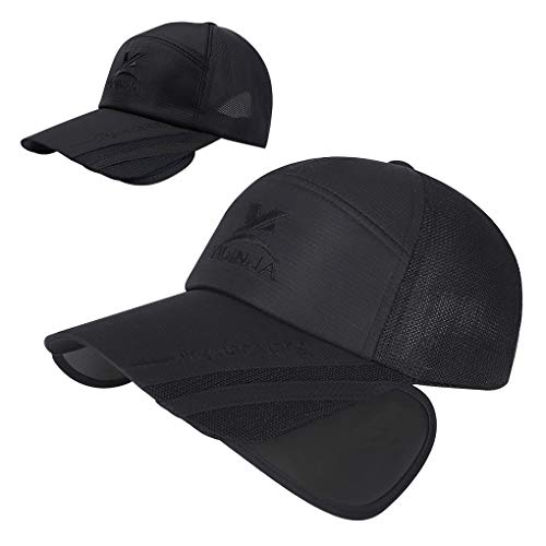 Image of Unisex Baseball Cap with Retractable Extended Brim UV Protection Mesh Sun Hat Summer Safari Fishing Camping Hat