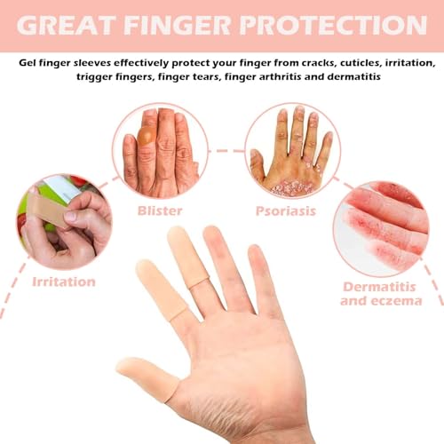 Image of 20 PCS Finger Gloves, Silicone Finger Protector for Kitchen Use, Medical Finger Cots for Arthritis, Cricket, Guitar Playing, Thumb Sucking, (16 Slender + 4 Small), Skin Tone