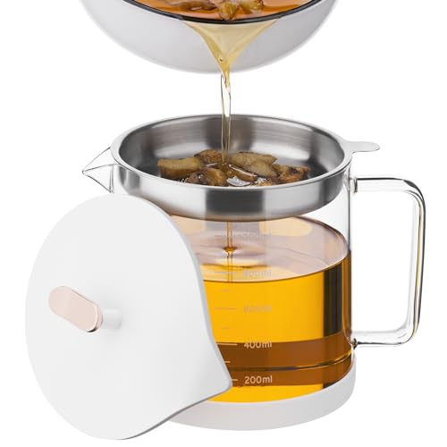 Navaris Recipiente para Aceite Usado de Cocina - Bote Aceitera de 1,5 L de Cristal Borosilicato con...