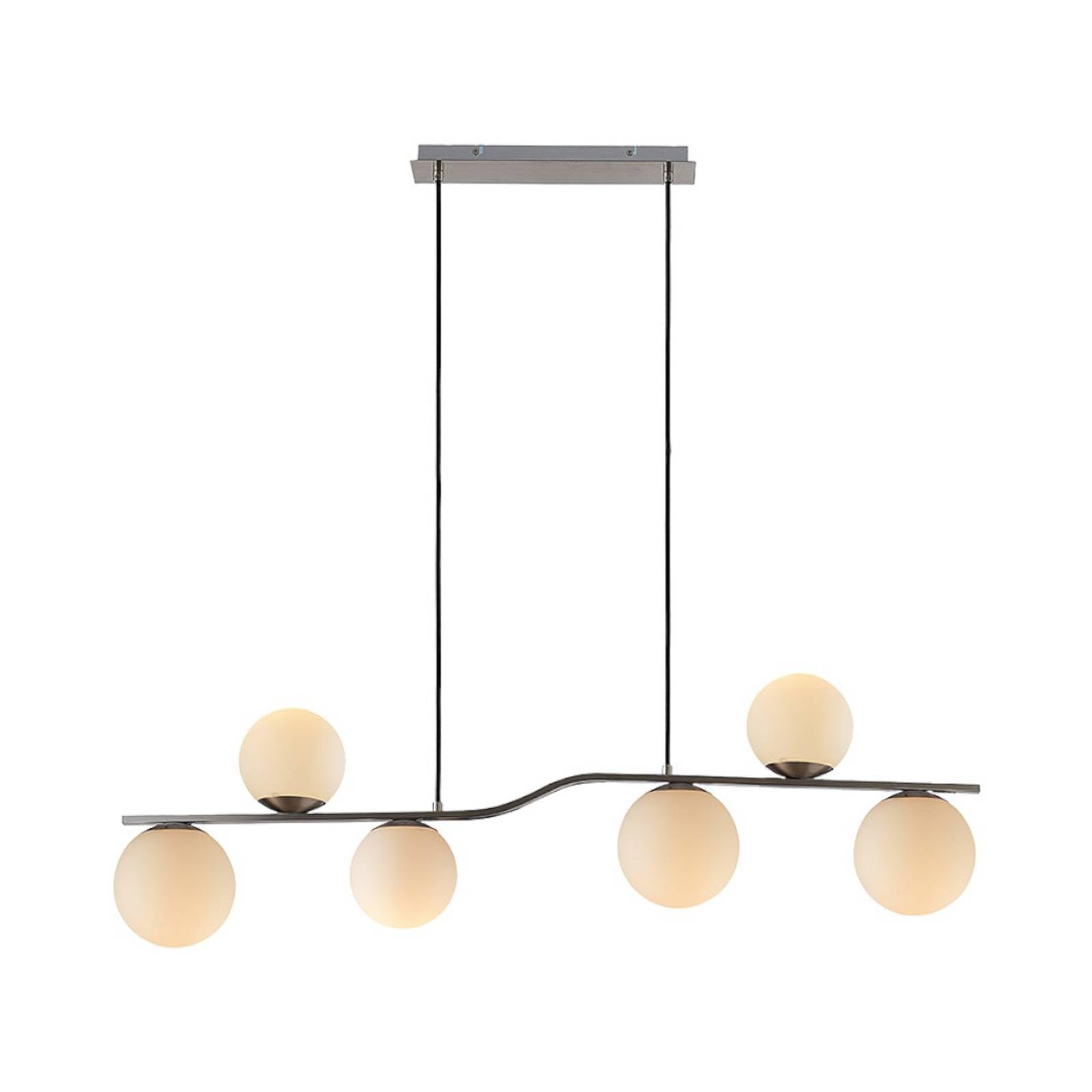 Lindby Modern Hanging Chandelier with 6 Glass Spheres, E14 Lights Bubble for Kitchen Dining Room Living Table Restaurant Metal 110 cm
