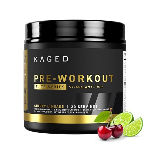 Kaged Pre Workout Elite Stim Free Powder | Cherry Limeade | Creatine, Beta Alanine, L-Citrulline | No Caffeine | 20 Servings