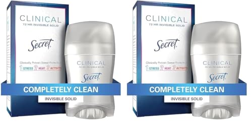 secret clinical strength antiperspirant and deodorant for women invisible solid, completely clean scent, 72-hr sweat protection, 1.6 oz (pack of 2)