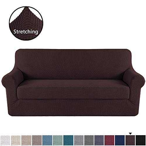 H.VERSAILTEX Sofa Cover 2 Piece Stretch Couch Covers for 3 Cushion Couch Sofa