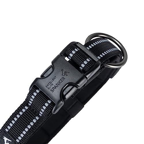 EXCELLENT ELITE SPANKER Reflective Dog Collar Classic Soft Padded Breathable Nylon Adjustable Pet Collar with Quick Release Buckle for Boy Girl Male Female Puppies Small Medium Large Dogs(L-BLK) - Image 4