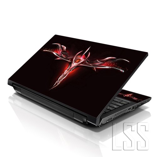 Image of LSS 15 15.6 Inche Laptop Notebook Skin Sticker with 2 Wrist Pads - Reusable Cover Protector Vinyl Sticker Cover Decal Fits 13 inch - 16 inch HP Asus Acer Samsung - Red Sign Pattern