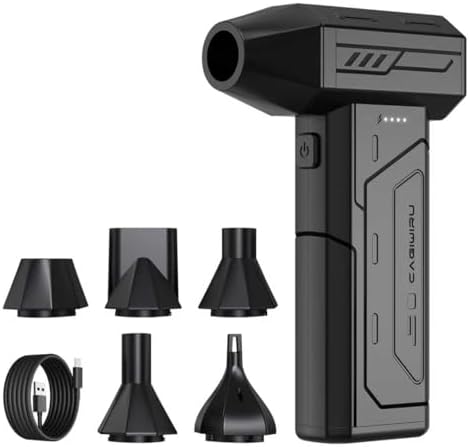 Compressed Air Duster,130000RPM Super Power Cordless Air Duster,Rechargeable Brushless Blower,3 Gear Adjustable Mini Blower with LED Light,Dust Remover for Computer/House/Outdoor/Car