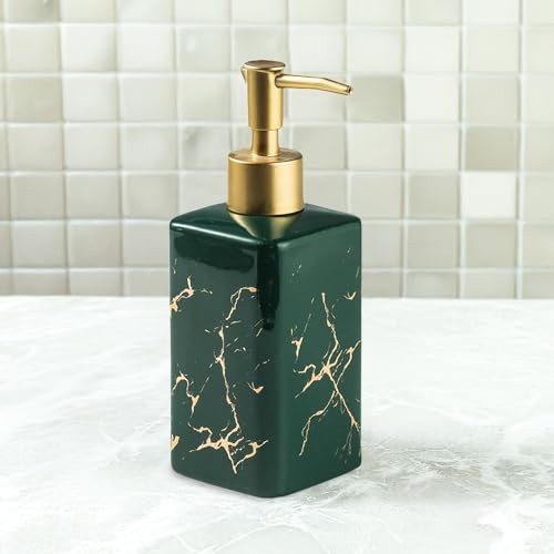Image of The Better Home 320ml Ceramic Soap Dispenser for wash Basin - Green | Kitchen Accessories Items | Handwash Dispenser Bottle |Kitchen Accessories