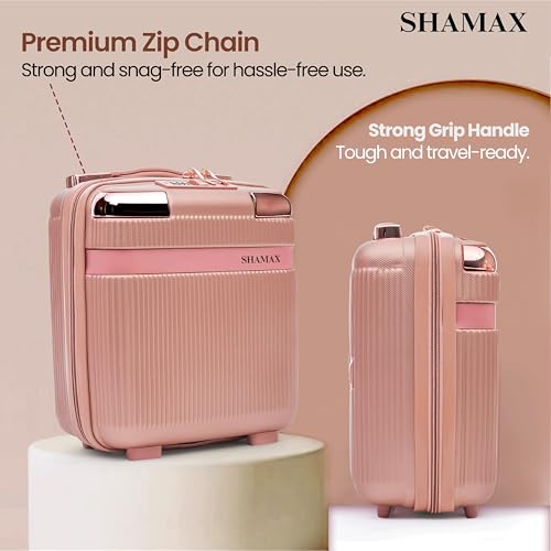 Image of SHAMAX Vanity Box Makeup Organiser Case (Waterproof) ABS Stylish Cosmetic Storage Jewellery, Skincare & Beauty Storage Jewellery Box Cosmetic Artist (Travel-Friendly) (Rose Gold)