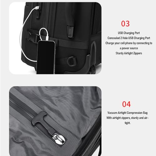 Sac à dos de compression extensible Pilipane avec roues dissimulées pour voyage