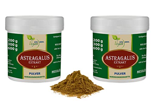 VITAIDEAL VEGAN® Astragalus Extrakt Pulver 2x300g inklusive Messlöffel rein natürlich ohne Zusatzstoffe.