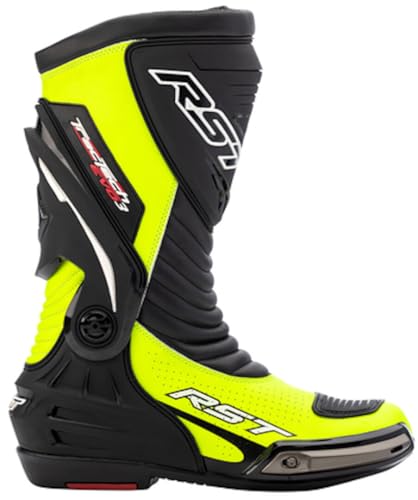 RST Tractech Evo III Sport CE APPROVE Motorcycle Motorbike Mens Racing Boot (Flo Yellow / Black - 47)