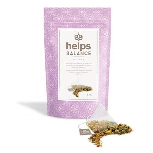 HELPS INFUSIONES - Infusión Digestiva A Base De Manzanilla, Manzana, Piel De Naranja, Rooibos, Jengibre Y Canela. Helps Harmony. Caja de 15 Pirámides.