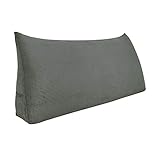 WOWMAX Large Bolster Triangular Positioning Support Reading Backrest Wedge Pillow for Headboard for Day Bed Bunk Bed with Removable Cover No Button Grey Queen