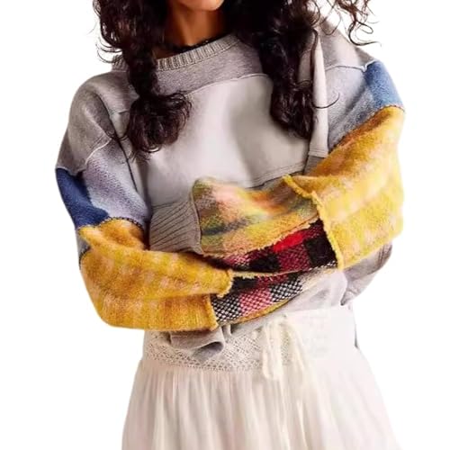 Vhitler Striped Sweatershirt Crewneck Y2k Oversized Sweatershirts Women 2000s Long Sleeve Pullover