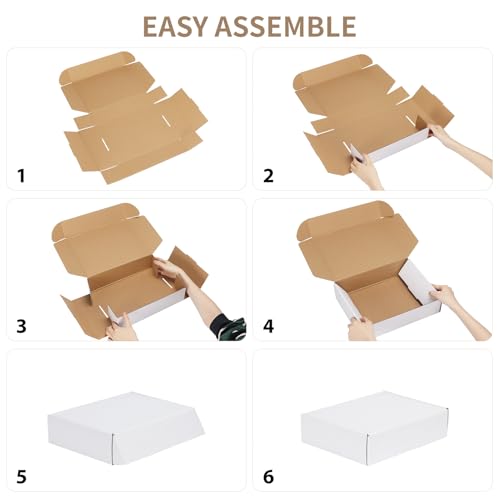 Image of RLAVBL 12x10x4 Shipping Boxes Set of 15, White Corrugated Cardboard Mailer Box for Packing, Mailing, Business