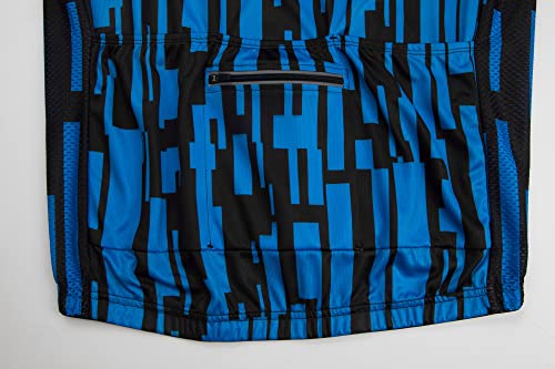 Coconut Ropamo CR Men's Cycling Jersey with 3+1 Zipper Pockets Short Sleeves Bike Jersey for Cycling, Breathable Quick Dry (Blue Stripe, S)