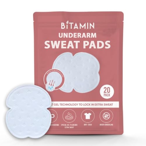 Image of Bitamin Underarm Sweat Pad for Women & Men| Armpit Sweat Pads for Women Blouse with Gel Technology to Control Odour | Large Covering Underarm Pads to Prevent Stain | Skin Friendly (20 pads)