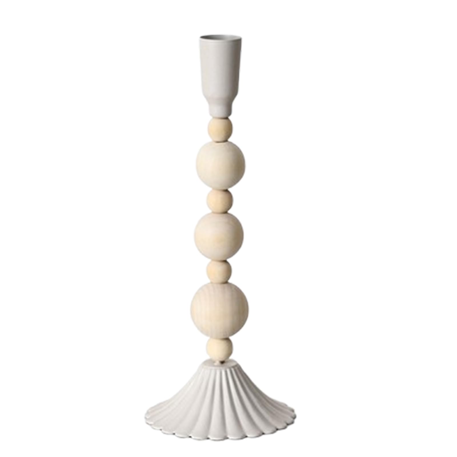 Kalttoy Wooden Beads Taper Holder Metal Candlestick for Home Decors Weddings Party and Dining Table Centerpieces Display Holder