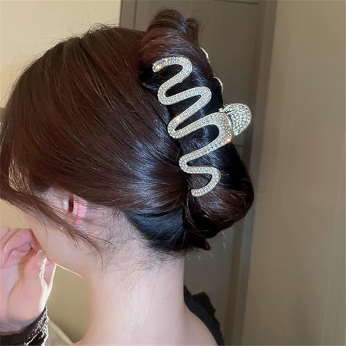 Image of Diversa Rhinestone Golden Claw Clip, Embellished Korean Clutcher, Non- Slip Metal Claw Clip for Girls, Fancy Clutcher for Women, Pack of 1 (ZIG ZAG CLA)
