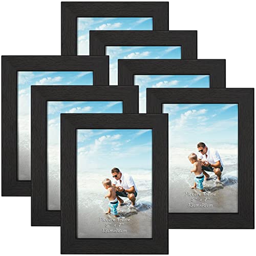 PETAFLOP Cadre Photo 13x18 cm Noir Lot de 7, Cadre Photo Mural en MDF avec Verre Véritable pour Chambre, Salon, Bureau et Galerie Cover