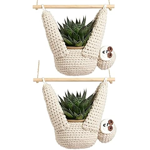 Evbopa Sloth Gifts Sloth Plant Hanger for Succulent Pot Hanging Planter for Plant Lovers Home Decor Planter Macrame Plant Hanger | 5 Inch Plant Holder Cover