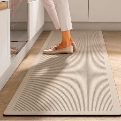 Image of HomeCloud Rubber Kitchen Mats for Floor Set of 2 Pcs | Non-Skid, Soft Absorbent Rugs for Kitchen, Laundry, and Hallway | 120x40cm, 40x60cm| 4mm Thickness(Mustard Lining)