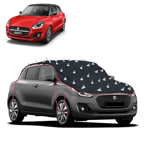 Image of Dog Protection Spike Car Cover for Maruti Suzuki Swift Bonnet to Roof Easy Installation with 4 Elastic Hook Strap, Anti-Scratch Soft Cotton Inner, Complete Protection from Street Dogs & Monkeys