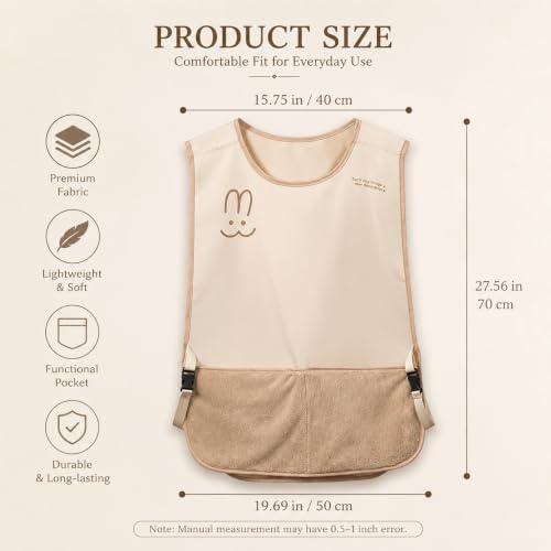 Image of PUJI 1 Pcs Women Kitchen Apron with Hand Wipe Pockts, Big Pocket,Hand-wiping, Waterproof for Cooking Baking,Center Pocket Hand Towel Women and Men (1 Pcs)