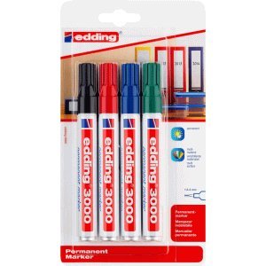 Edding - 5 pennarelli indelebili 3000 per Interni ed Etichette, Ricaricabili a casa, 1,5-3 mm, Colori Assortiti