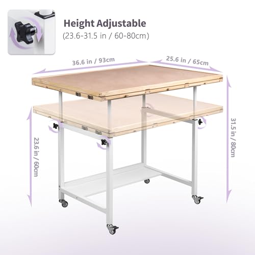 Image of Becko US 1500 Piece Puzzle Table with 5 Drawers & Cover, Tilting Puzzle Board on Wheels with 3 Tilt Angles & Height Adjustments, with Cup Holder & Puzzle Box Holder, for 1500 Pieces Jigsaw Puzzles